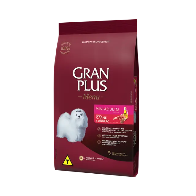 Ração GranPlus Cão Mini e Pequeno Carne Arroz 🐾
